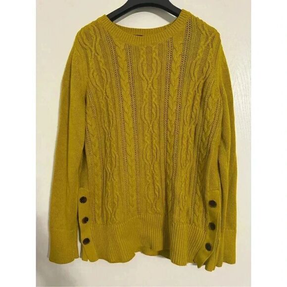 Ann Taylor Cable Knit Sweater | Mustard color | Size Medium - Picture 1 of 5